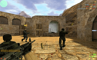 Counter-Strike 1.6 gameplay screenshot (terrorist with glock de_dust2 near ct base attacking Counter-Terrorist) you can DOWNLOAD Counter-Strike 1.6 game absolutely free from our web page.